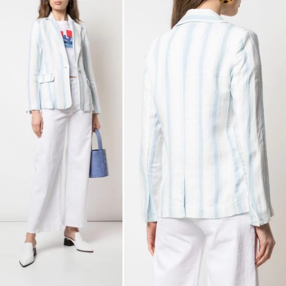 NWT FRAME CLASSIC MULTI STRIPE BLAZER IN OFF WHITE - Picture 5 of 14